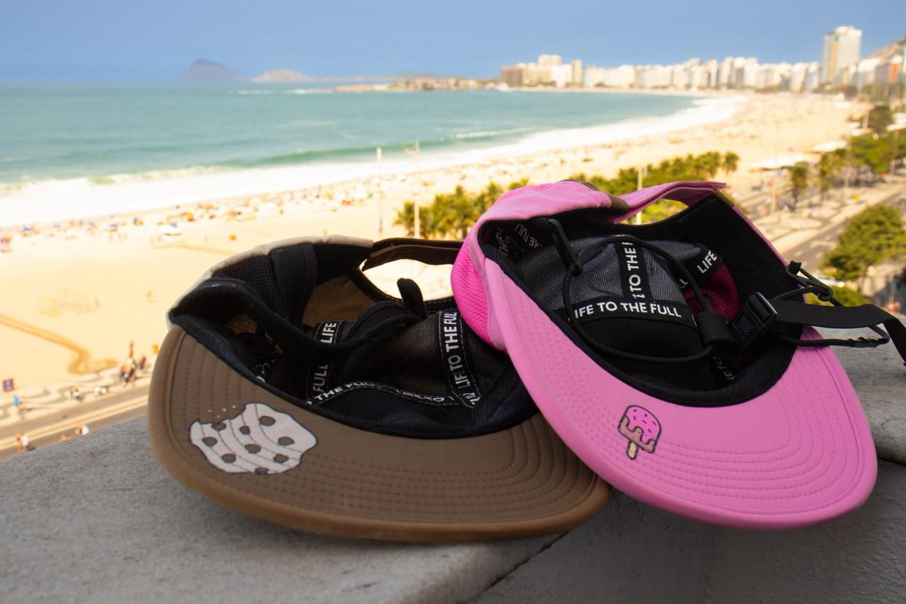 Cherry Choc - 5 panel surf cap with removable chin strap