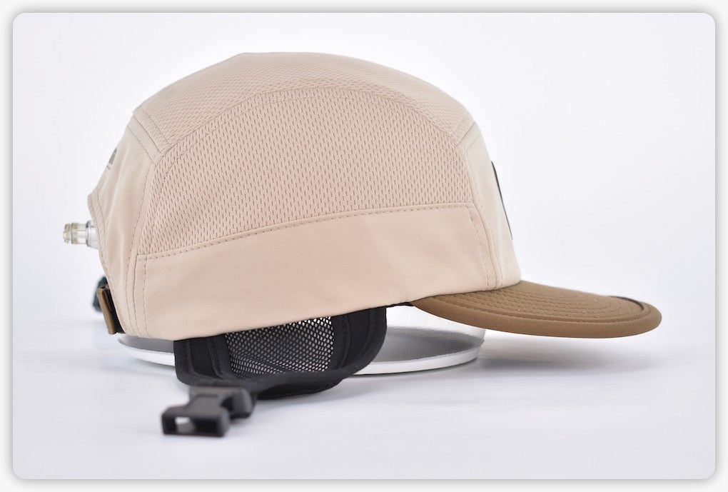 Choc Chip - 5 panel surf cap with permanent chin strap