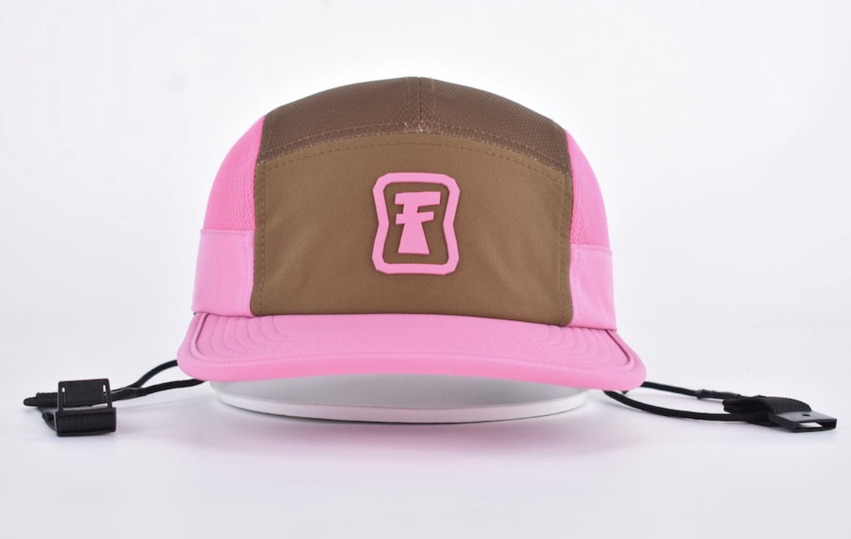 Cherry Choc - 5 panel surf cap with removable chin strap