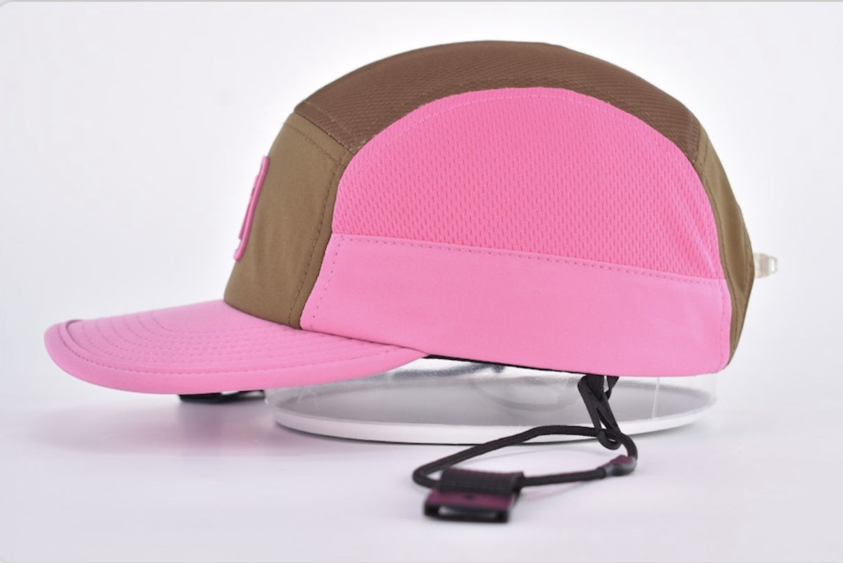 Cherry Choc - 5 panel surf cap with removable chin strap