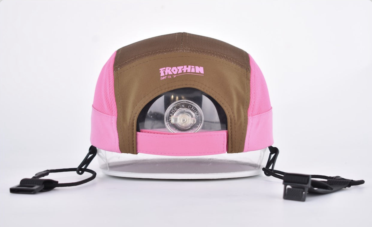 Cherry Choc - 5 panel surf cap with removable chin strap